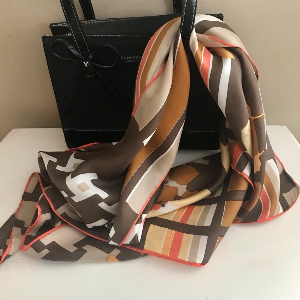 DYNAMIC vintage silk scarf, hand printed